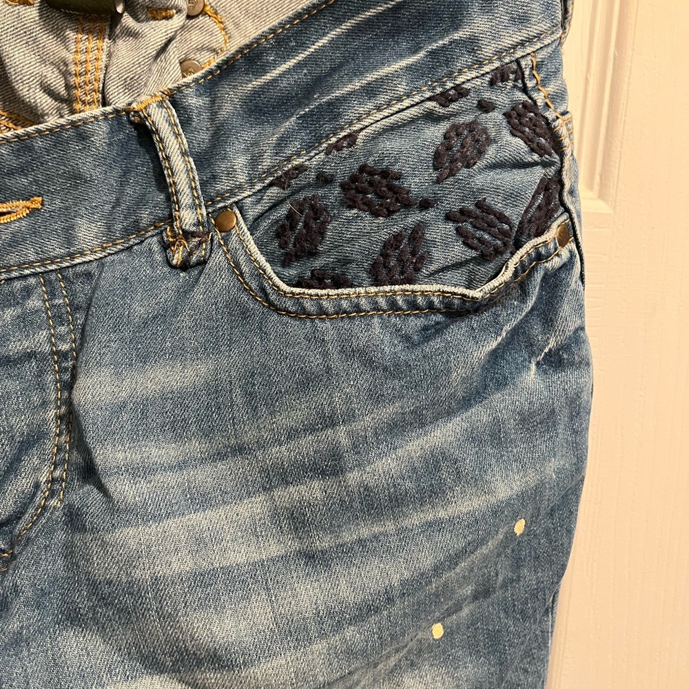 Vintage Eddie Bauer Distressed Patchwork Jeans Relaxed Boyfriend Back Buckle - Picture 10 of 14